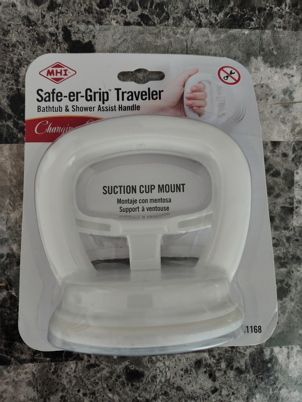 MHI Safe-er-Grip Traveler Suction Cup Assist Handle - White